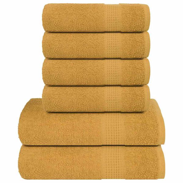 vidaXL 6 Piece Towel Set "FROGN" Gold 360 gsm