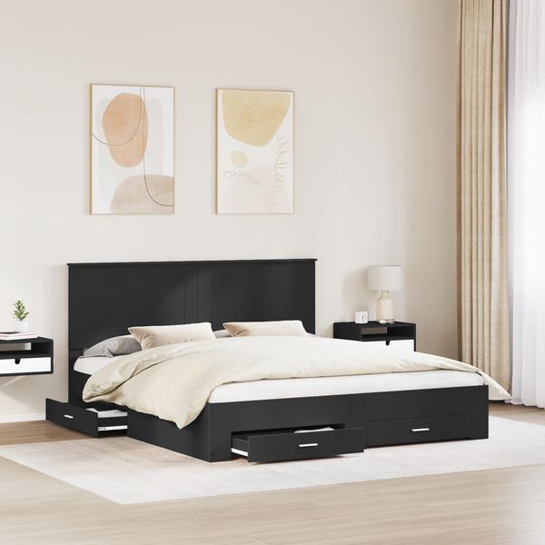 vidaXL Bed Frame Black and Silver 200 x 200 cm Engineered Wood
