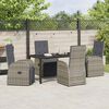 vidaXL Garden Dining Set with Cushion 5 pcs Grey Poly Rattan