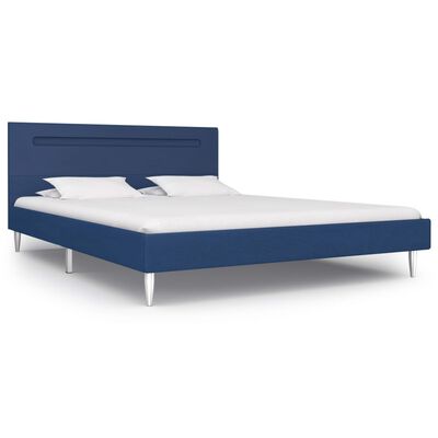 vidaXL Bed Frame with LED Blue Fabric 135x190 cm Double