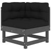 vidaXL Corner Sofas with Cushions 2 pcs Grey Solid Wood Pine