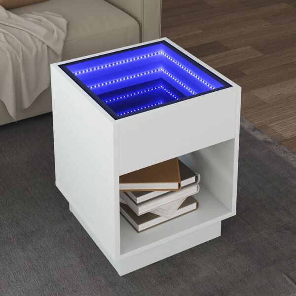 vidaXL Coffee Table with Infinity LED White 40x40x50 cm
