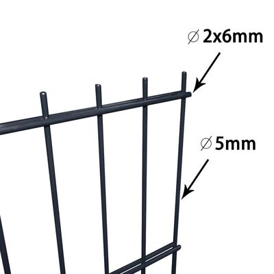 vidaXL 2D Gabion Fence Galvanised Steel 2.008x1.23 m 2 m (Total Length) Grey