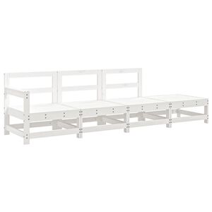 vidaXL 4 Piece Garden Lounge Set White Solid Wood Pine