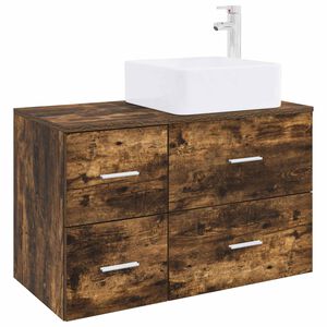 vidaXL Bathroom Furniture Set 2 pcs Smoked Oak Engineered Wood