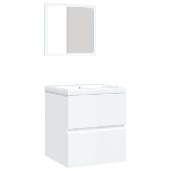 vidaXL Bathroom Sink Cabinet with Basin and Mirror High Gloss White