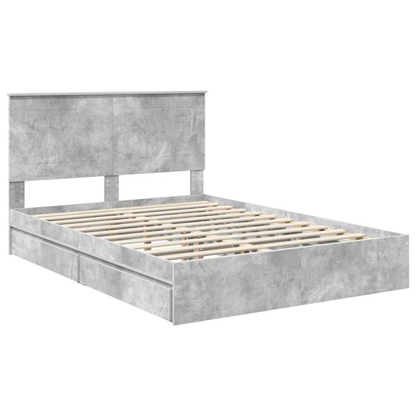 vidaXL Storage Bed Concrete Grey 160 x 200 cm Engineered Wood