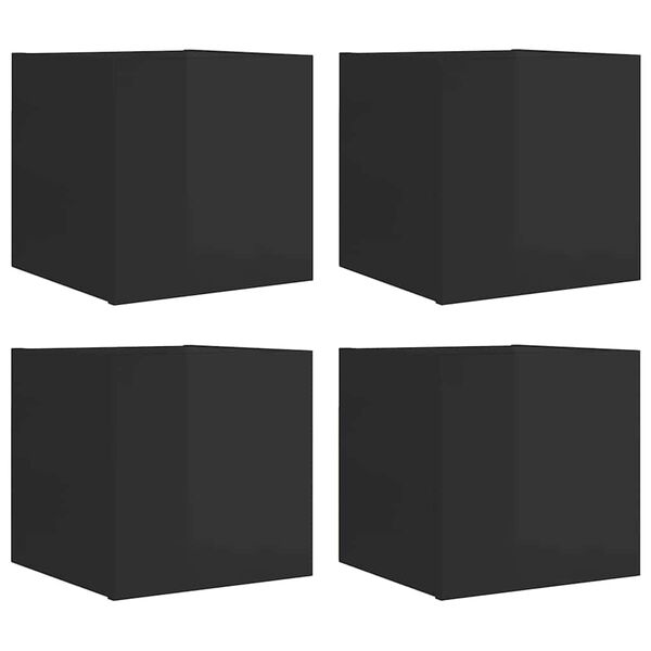vidaXL Wall Mounted TV Cabinets 4 pcs High Gloss Black 30.5x30x30 cm