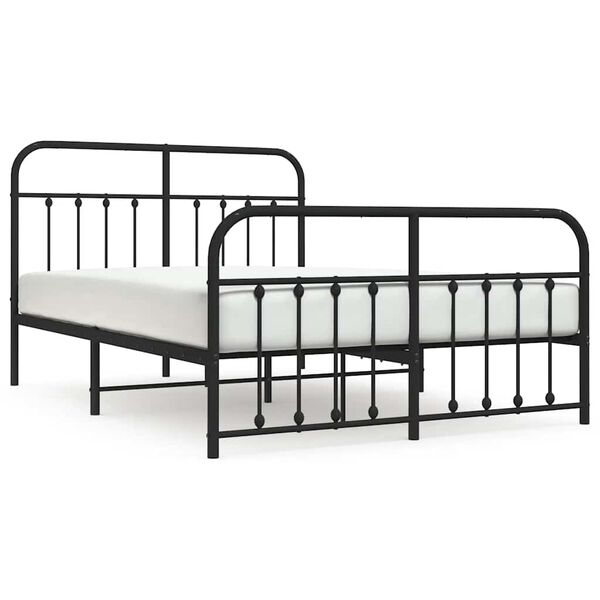 vidaXL Metal Bed Frame without Mattress with Footboard Black 140x190cm