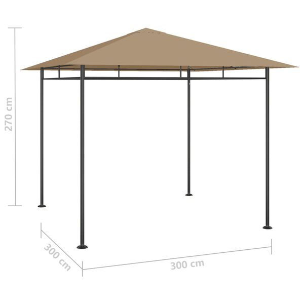 vidaXL Gazebo 3x3x2.7 m Taupe 180 g/m²