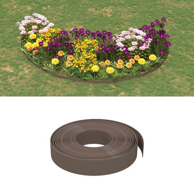 vidaXL Garden Edgings 3 pcs Brown 10 m 10 cm Polyethylene