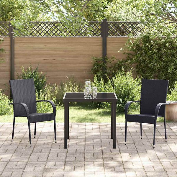 vidaXL Garden Dining Set 3 pcs Black Powder-Coated Steel