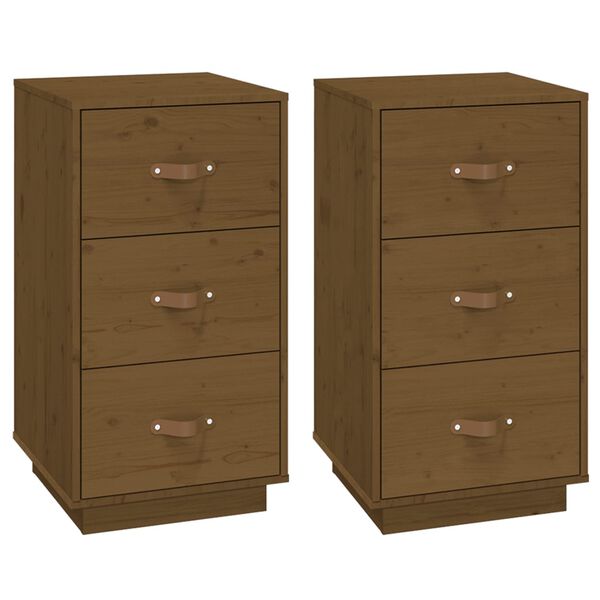 vidaXL Bedside Cabinets 2 pcs Honey Brown 40x40x75 cm Solid Wood Pine