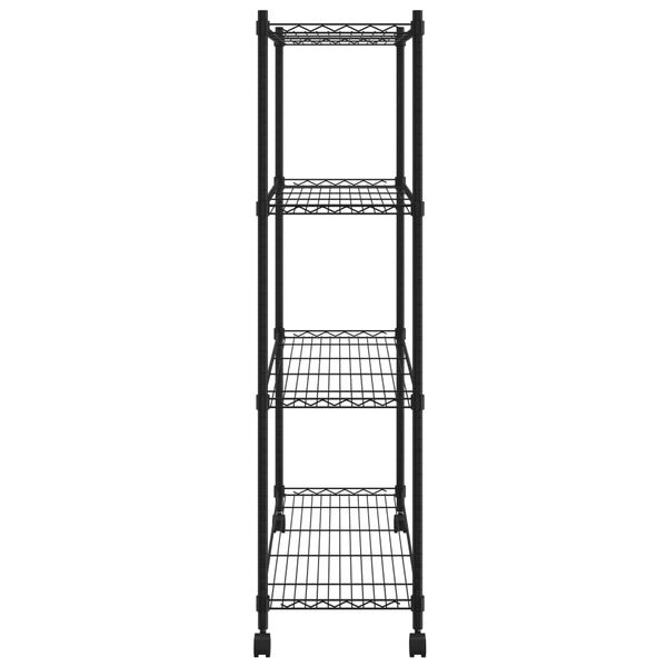 vidaXL 4-Tier Storage Shelf with Wheels 90x35x142 cm Black 200 kg
