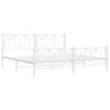 vidaXL Metal Bed Frame without Mattress with Footboard White 193x203cm