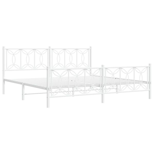 vidaXL Metal Bed Frame without Mattress with Footboard White 193x203cm