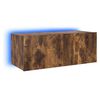 vidaXL TV Wall Cabinet with LED Lights Smoked Oak 80x35x31 cm