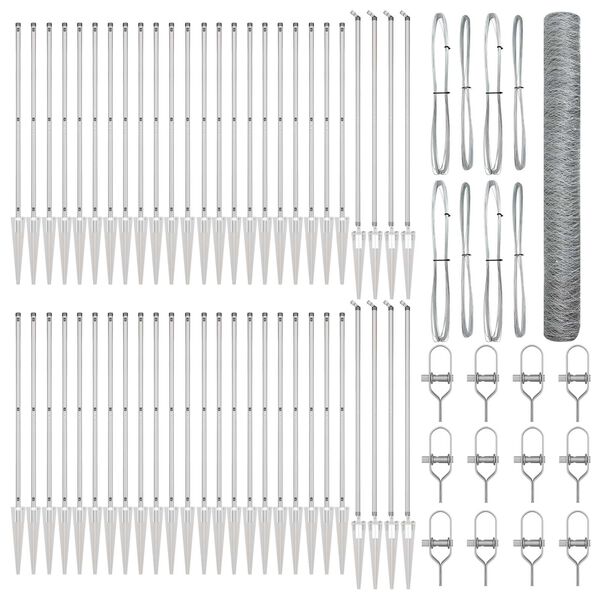 vidaXL Fence Post Silver 100 x 1.2 m (50 mm mesh) Steel