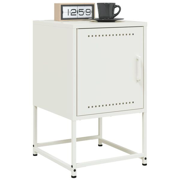 vidaXL Bedside Cabinet White 36x39x60.5 cm Steel