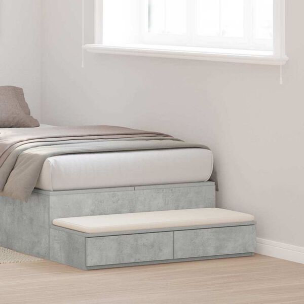 vidaXL Bed Drawers Concrete Grey 90 x 36.5 x 16.5 cm Engineered Wood