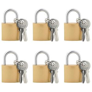vidaXL U Lock with Keys 6 pcs Brass Iron