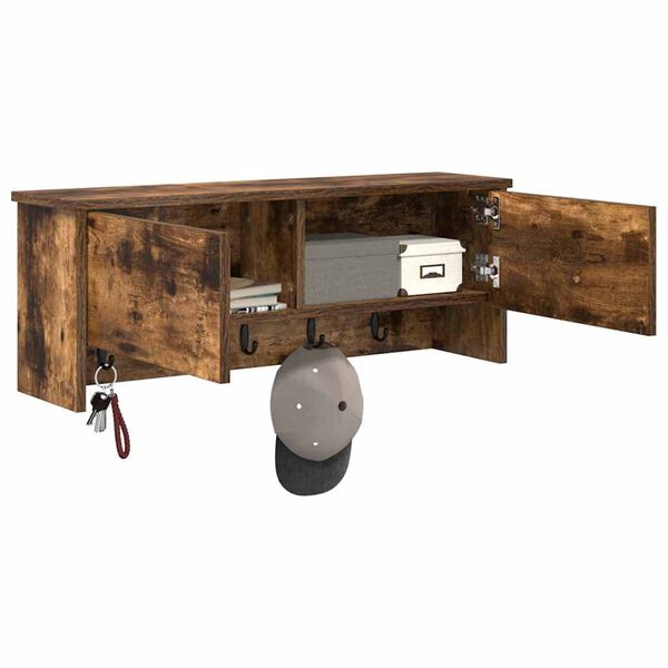 vidaXL Wall-Mounted Coat Rack with Shelf Smoked Oak 80 x 20 x 30 cm