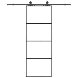 vidaXL Sliding Door with Hardware Set Black 76x205 cm ESG Glass