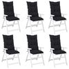 vidaXL Garden Highback Chair Cushions 6 pcs Black Check Pattern 120x50x7 cm Fabric
