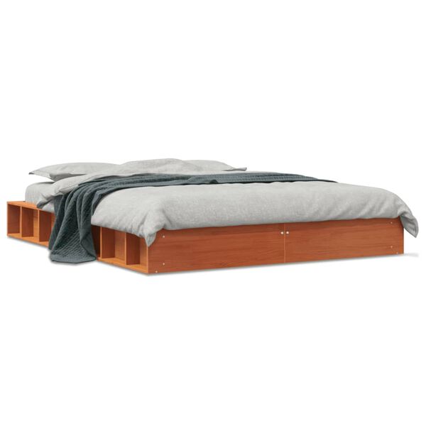 vidaXL Bed Frame without Mattress Wax Brown 140x190 cm Solid Wood Pine