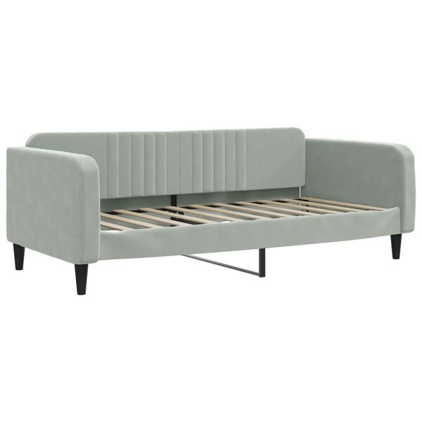 vidaXL Daybed with Trundle and Mattresses Light Grey 90x190 cm Velvet