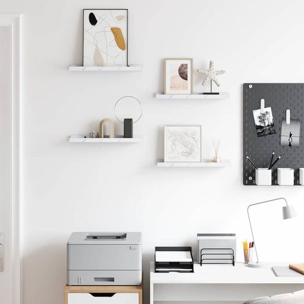 vidaXL Wall Shelf 4 pcs White Marble 40 x 9 x 3 cm Engineered Wood