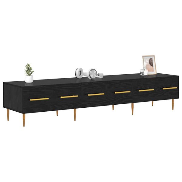 vidaXL TV Cabinet Black Oak 150 x 36 x 30 cm Engineered Wood
