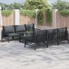 vidaXL Garden Sofa Set with Cushion 7 pcs Black Steel