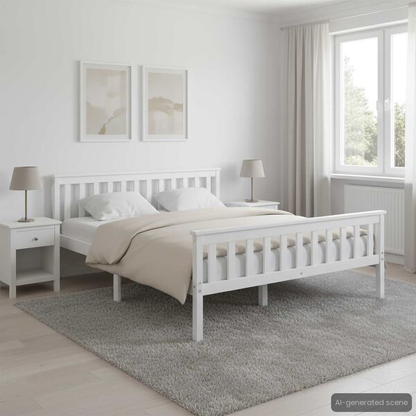 vidaXL Bed Frame without Mattress White Solid Pinewood 160x200 cm