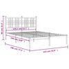 vidaXL Metal Bed Frame without Mattress with Headboard White 135x190cm