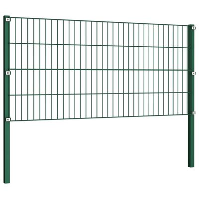 vidaXL Fence Panel with Posts Iron 1.7x0.8 m Green
