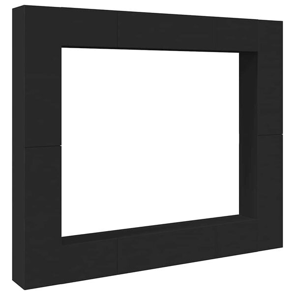 vidaXL 8 Piece TV Cabinet Set Black Engineered Wood