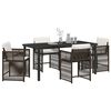 vidaXL Garden Dining Set 5 pcs Brown Poly Rattan