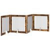 vidaXL Foldable Dog Gate with Stands 4 pcs Smoked Oak 401 cm