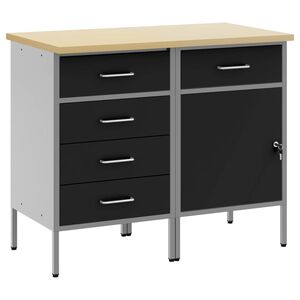 vidaXL Work Cabinet with Drawer 2 pcs Black and Grey 75 x 45 x 85 cm