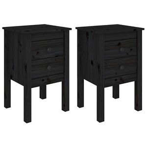 vidaXL Bedside Cabinets 2 pcs Black 40x35x61.5 cm Solid Wood Pine
