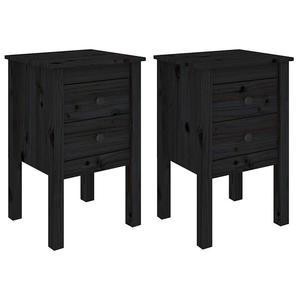 vidaXL Bedside Cabinets 2 pcs Black 40x35x61.5 cm Solid Wood Pine