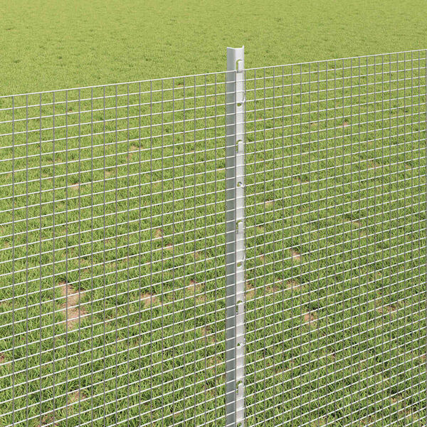 vidaXL Fence with Post Silver 1 x 50 m Steel