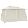 vidaXL Gazebo with Double Roof and Mesh Walls Cream 3.93x2.93 m Steel