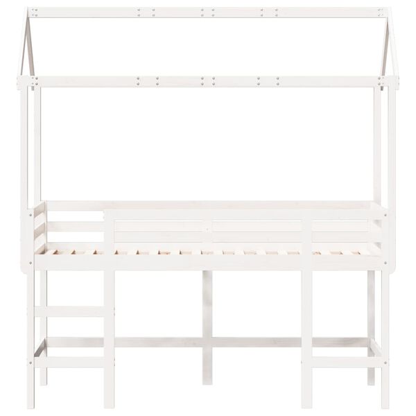 vidaXL Loft Bed with Ladder and Roof without Mattress White 80x200 cm