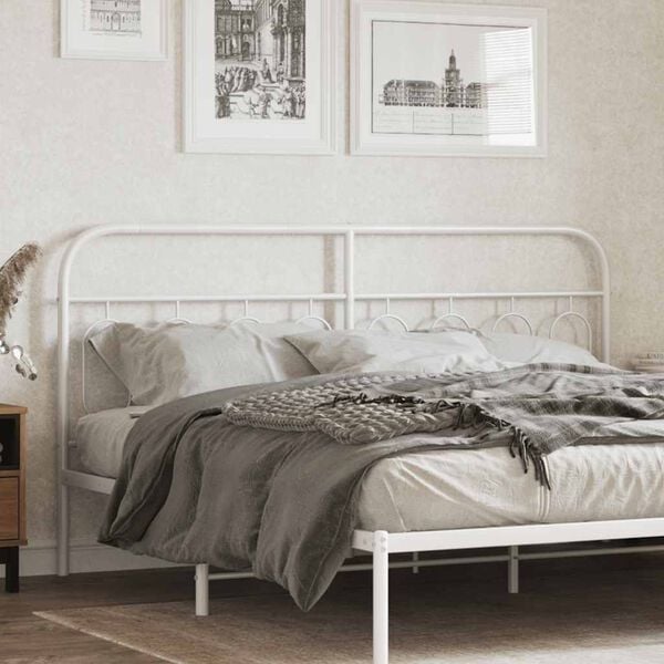 vidaXL Metal Replace Headboard White 193 cm