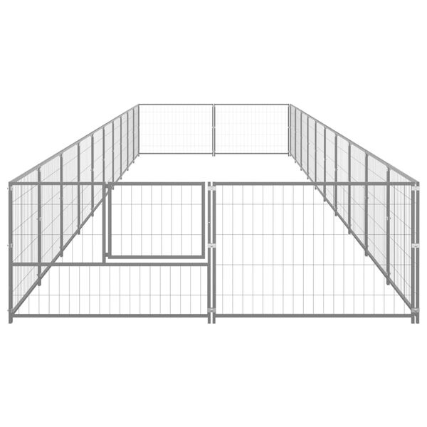 vidaXL Dog Kennel Silver 20 m² Steel