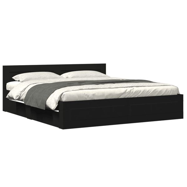vidaXL Bed Frame with Headboard without Mattress Black 200x200 cm