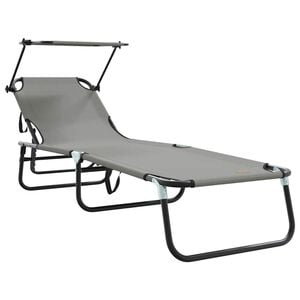 vidaXL Folding Sun Lounger Oxford Grey