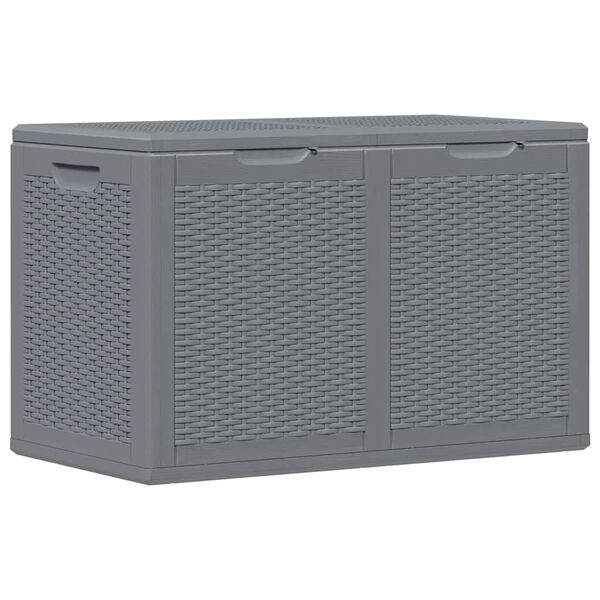 vidaXL Garden Storage Box Grey PP Rattan 180 L